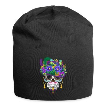 Mardi Gras Costume Dia De Los Muertos Flower Sugar - Jersey Beanie - black - Front