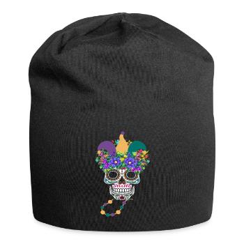 Mardi Gras Masque Fleur Sucre Dia de Los Muertos - Bonnet en jersey - noir - Devant