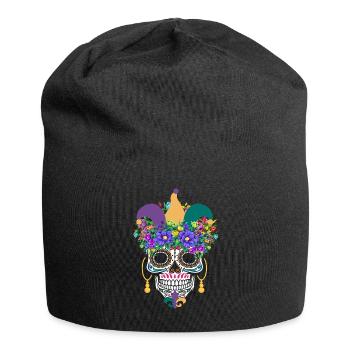 Mardi Gras Costume El Dia De Los Muertos Flower - Jersey Beanie - black - Front