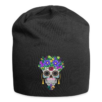 Mardi Gras Masque Fleur Sucre Dia de Los Muertos - Bonnet en jersey - noir - Devant