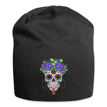 El Dia De Los Muertos Mardi Gras Costume Flower - Jersey Beanie - black - Front