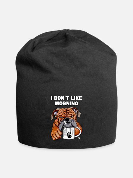 I don ́t like Morning. cute boxer dogs - Jersey Beanie - black