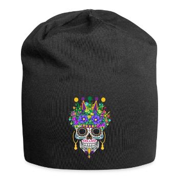 Mardi Gras Masque Fleur Sucre Dia de Los Muertos - Bonnet en jersey - noir - Devant