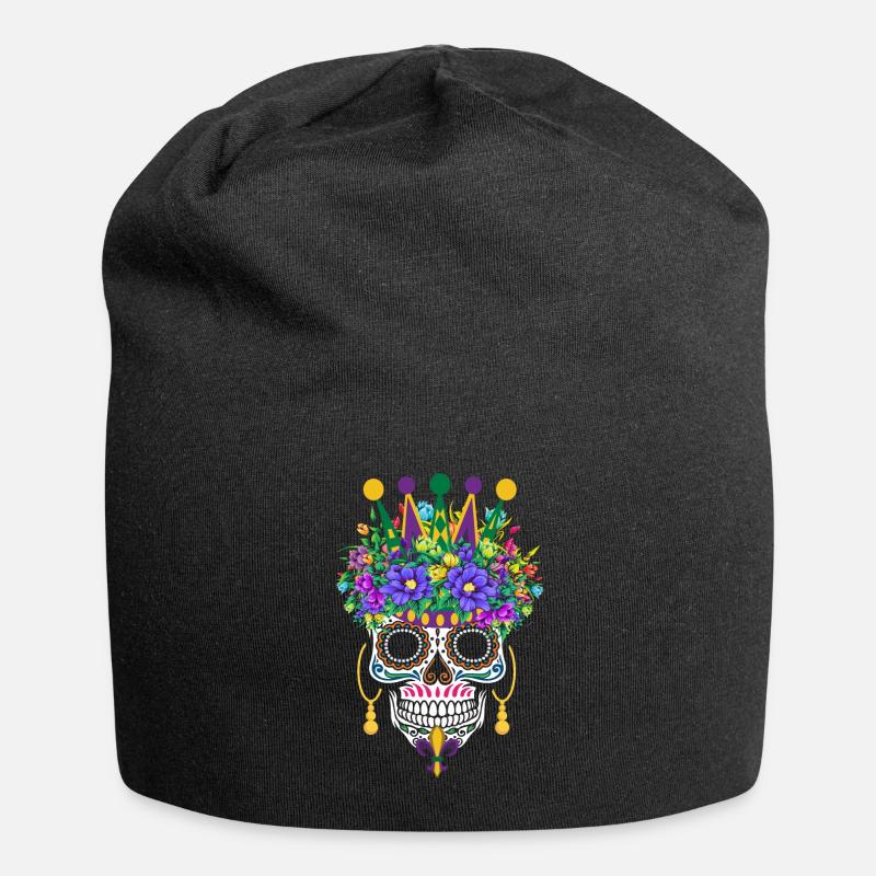 Mardi Gras Masque Fleur Sucre Dia de Los Muertos - Bonnet en jersey - noir