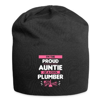 I'm The Proud Auntie Of A Cool Plumber Plumbing - Jersey Beanie - black - Front