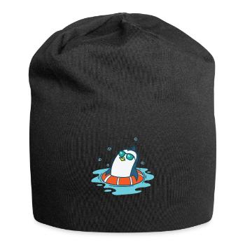 Pingouin se baignant avec des pneus de natation - Bonnet en jersey - noir - Devant