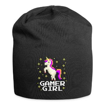 Gamer Girl Unicorn Video Game Pixel - Jersey Beanie - black - Front