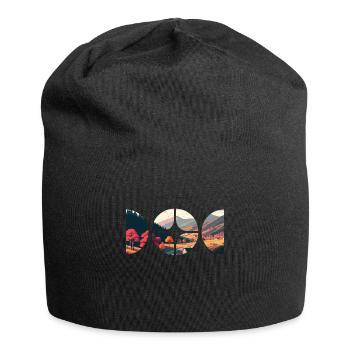 Mountain Circle Geometry Shape Nature Outdoor - Jersey Beanie - black - Front