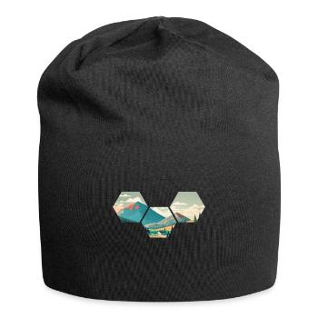 Mountain Geometry Hexagon Nature Outdoor - Jersey Beanie - black - Front