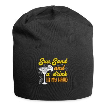 Sonne Strand einen Drink in der Hand Urlaub Party - Jersey-Beanie - Schwarz - Vorne