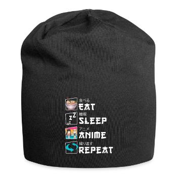 Cute Japanese Eat Sleep Anime Repeat Manga - Jersey Beanie - black - Front