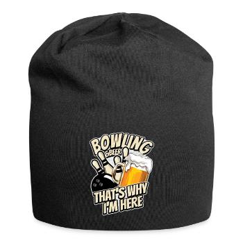 Bowling & Bier - darum bin ich hier - Bowlingbahn - Jersey-Beanie - Schwarz - Vorne