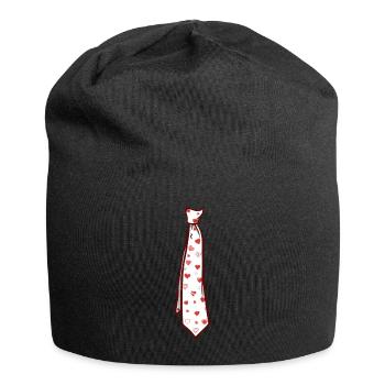 Valentines Day Neck Tie for Men Heart Youth Kids - Jersey Beanie - black - Front