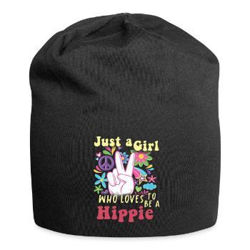 Hippie Peace Groovy Flowerpower Boho Woodstock - Bonnet en jersey - noir - Devant