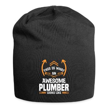 So sieht ein großartiger Klempner aus - Jersey-Beanie - Schwarz - Vorne