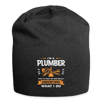 I'm A Plumber And It's Okay No One Really - Jersey Beanie - black - Front