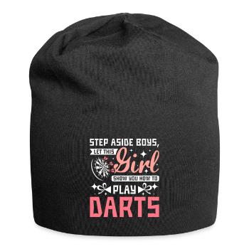 This girl shows you how to play darts - Jersey Beanie - black - Front