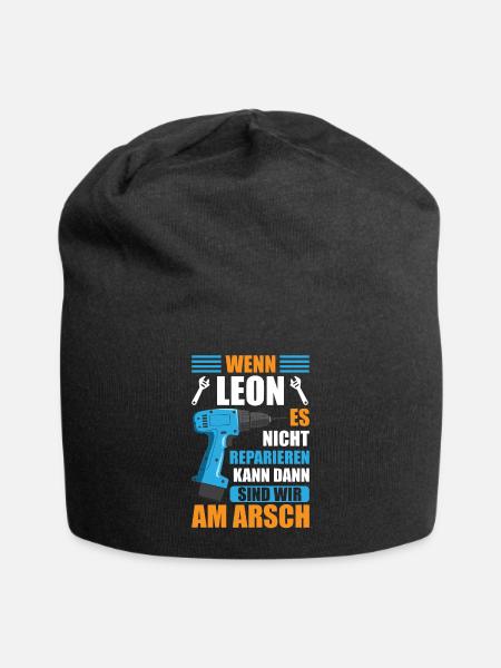 Leon Vorname Name Geburtstag Reparieren - Jersey-Beanie - Schwarz