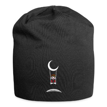 Dracula On Moon Swing Creepy Halloween - Jersey Beanie - black - Front