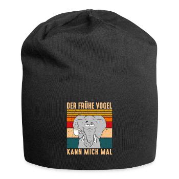 Der Frühe Vogel kann mich mal Elefant Kaffee - Jersey-Beanie - Schwarz - Vorne