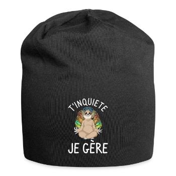 T'Inquiète Je Gère Drôle De Paresseux Méditant - Bonnet en jersey - noir - Devant