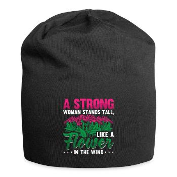 A strong woman stands tall like a Flower - Jersey Beanie - black - Front