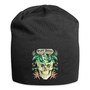 Drôle de crâne, papa végétal avec des plantes vertes - Bonnet en jersey - noir - Devant