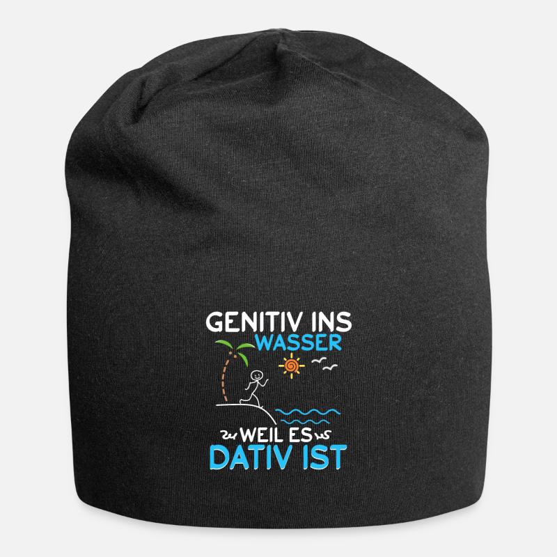 Genitiv ins Wasser weil es Dativ ist - Jersey-Beanie - Schwarz