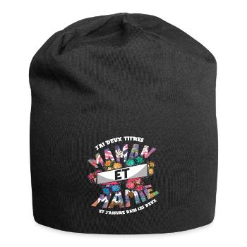 Two Titles Mom Grandmom French Mother's Day - Jersey Beanie - black - Front