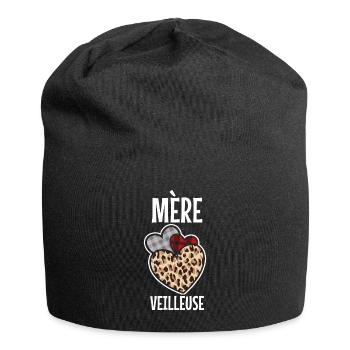 Hearts Leopard Mom French Happy Mother's Day - Jersey Beanie - black - Front