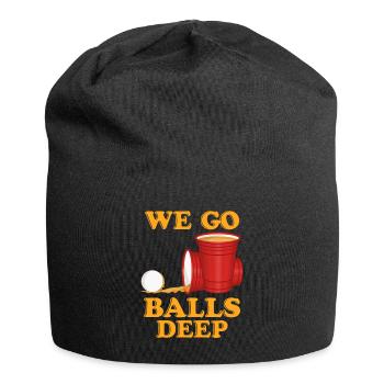 We go balls deep Beer Pong Bier Pong - Jersey-Beanie - Schwarz - Vorne
