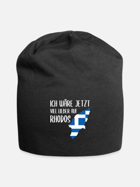 Rhodos Insel Lustiger Spruch Urlaub Geschenk - Jersey-Beanie - Schwarz