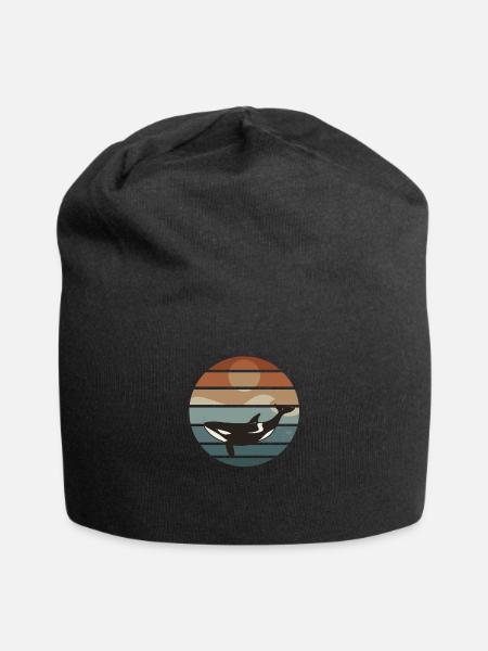 Orca Vintage Wal Meerestier Killerwal - Jersey-Beanie - Schwarz
