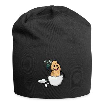 Pâques Cacahuète Printemps Oeuf de Pâques Flore Coquille d’œuf - Bonnet en jersey - noir - Devant