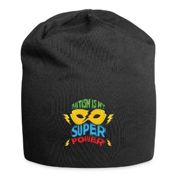 Held buntes Puzzle Meine Macht ist Autismus-Bewusstsein - Jersey-Beanie - Schwarz - Vorne