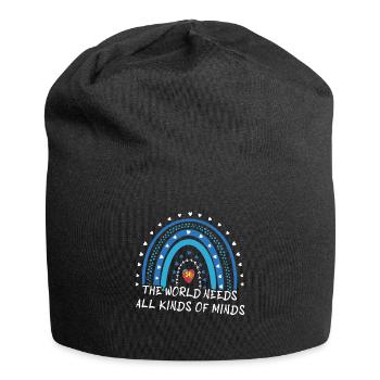 World Needs Minds Blue Puzzle Autism Awareness - Jersey Beanie - black - Front