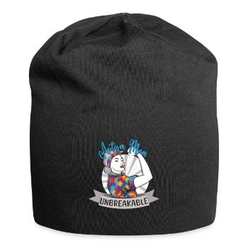 Autismus Mama Unzerbrechliches Puzzle Autismus Bewusstsein - Jersey-Beanie - Schwarz - Vorne