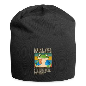 Frosch Meine Vier Stimmungen Schlaf Kaffee Spruch - Jersey-Beanie - Schwarz - Vorne