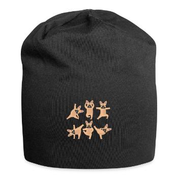 Yoga Französische Bulldogge Meditation Hund Yoga - Jersey-Beanie - Schwarz - Vorne