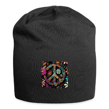 Hippie Festival Liebe Vintage Friedenszeichen - Jersey-Beanie - Schwarz - Vorne