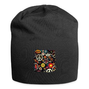 Hippie Festival Liebe Vintage Friedenszeichen - Jersey-Beanie - Schwarz - Vorne