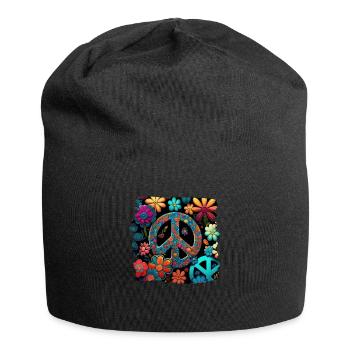 Hippie Festival Liebe Vintage Friedenszeichen - Jersey-Beanie - Schwarz - Vorne