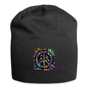 Hippie Festival Liebe Vintage Friedenszeichen - Jersey-Beanie - Schwarz - Vorne