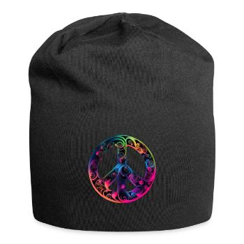 Hippie Festival Liebe Vintage Friedenszeichen - Jersey-Beanie - Schwarz - Vorne