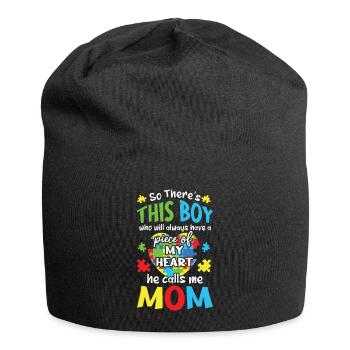 Junge nennt mich Mama Puzzle Autismus Bewusstsein - Jersey-Beanie - Schwarz - Vorne