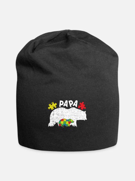 Autism Dad Bear Puzzle Colorful Autism Awareness - Jersey Beanie - black