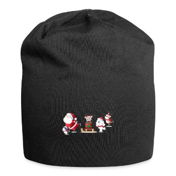 Cute Santa Claus Penguin Reindeer - Jersey Beanie - black - Front