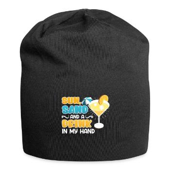 Sun beach a drink in hand holiday party - Jersey Beanie - black - Front