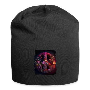 Hippie Festival Liebe Vintage Friedenszeichen - Jersey-Beanie - Schwarz - Vorne