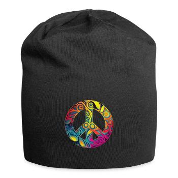 Hippie Festival Liebe Vintage Friedenszeichen - Jersey-Beanie - Schwarz - Vorne